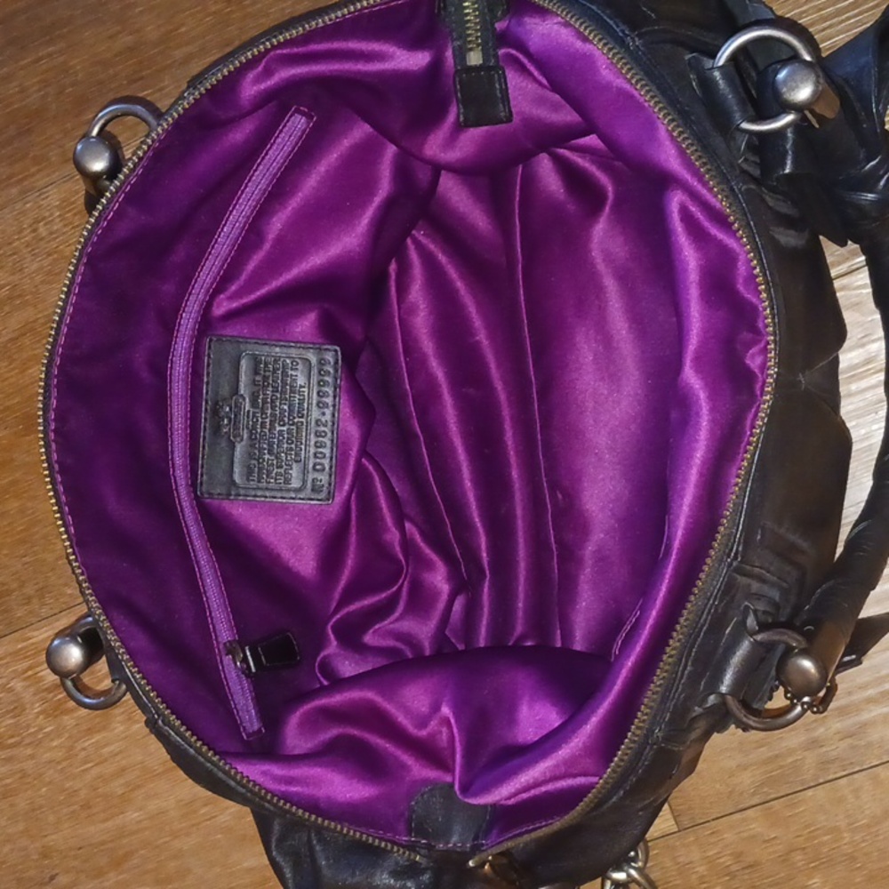 Coach Limited Edition Coach Sophia Black Leather Gunmetal Studs Bag MSRP $795 - Picture 13 of 16